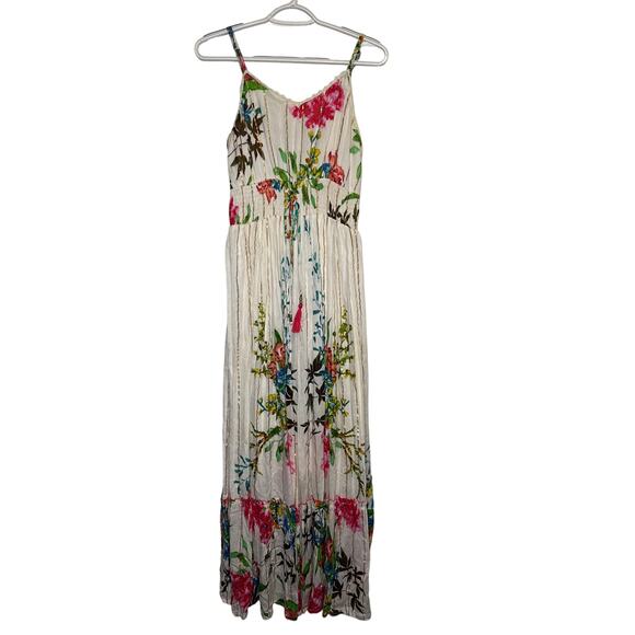 Anthropologie Me 2 Magic tropical pleated beachy maxi dress womens medium fairy - Picture 1 of 9